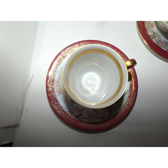 Porzellanmalerei Parbus Demitasse Set for Two - 8 Pieces Gold Trim Floral 1914 - Picture 3 of 11